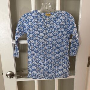 Roberta Roller Rabbit Girls Blue and White Cotton Beach Cover Up size 6